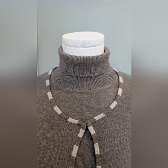 Women’s Light Taupe Cashmere Twin Set Cardigan & Turtleneck EU 46, Size L - Picture 3 of 15